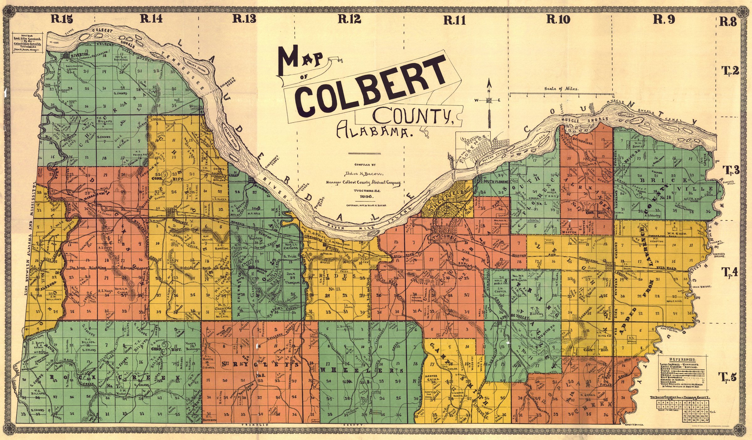 1896 map of Colbert County, Alabama